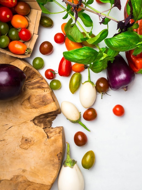 Assorted fresh vegetables on counter